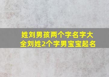 姓刘男孩两个字名字大全刘姓2个字男宝宝起名