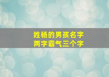 姓杨的男孩名字两字霸气三个字