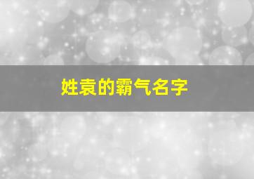 姓袁的霸气名字