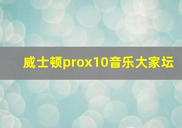 威士顿prox10音乐大家坛