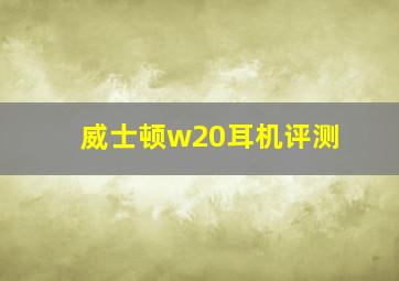 威士顿w20耳机评测