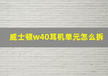 威士顿w40耳机单元怎么拆