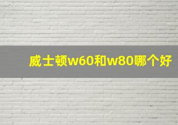 威士顿w60和w80哪个好