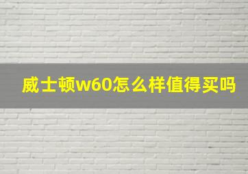 威士顿w60怎么样值得买吗