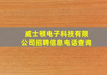 威士顿电子科技有限公司招聘信息电话查询