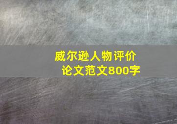 威尔逊人物评价论文范文800字