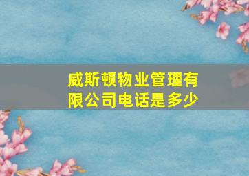 威斯顿物业管理有限公司电话是多少