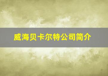 威海贝卡尔特公司简介