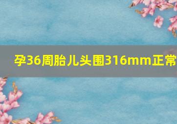 孕36周胎儿头围316mm正常吗