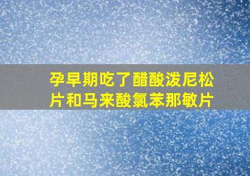 孕早期吃了醋酸泼尼松片和马来酸氯苯那敏片