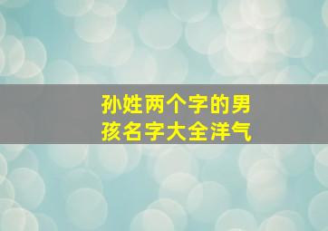 孙姓两个字的男孩名字大全洋气