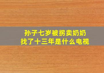 孙子七岁被拐卖奶奶找了十三年是什么电视