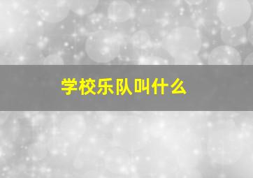 学校乐队叫什么