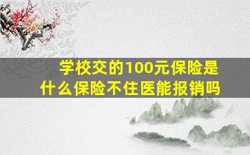 学校交的100元保险是什么保险不住医能报销吗