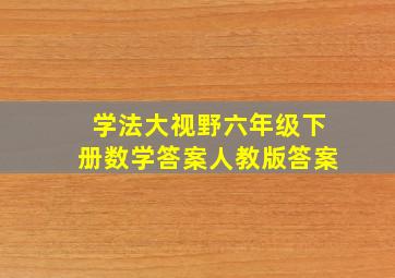 学法大视野六年级下册数学答案人教版答案