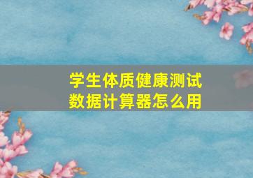 学生体质健康测试数据计算器怎么用