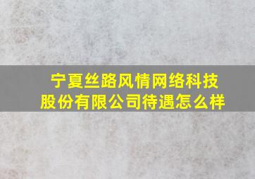 宁夏丝路风情网络科技股份有限公司待遇怎么样