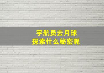 宇航员去月球探索什么秘密呢