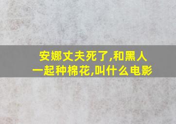 安娜丈夫死了,和黑人一起种棉花,叫什么电影