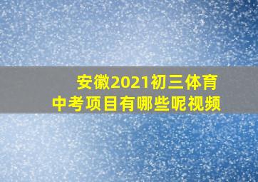 安徽2021初三体育中考项目有哪些呢视频