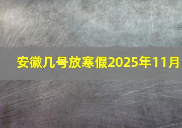 安徽几号放寒假2025年11月