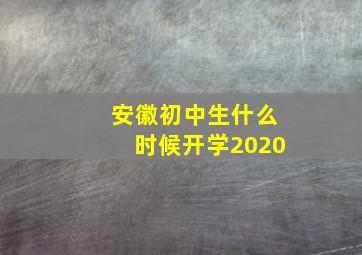 安徽初中生什么时候开学2020