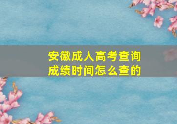 安徽成人高考查询成绩时间怎么查的