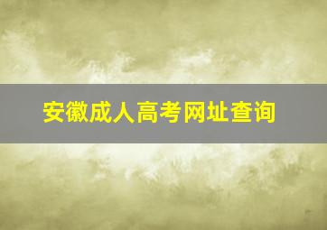 安徽成人高考网址查询