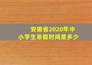 安徽省2020年中小学生寒假时间是多少