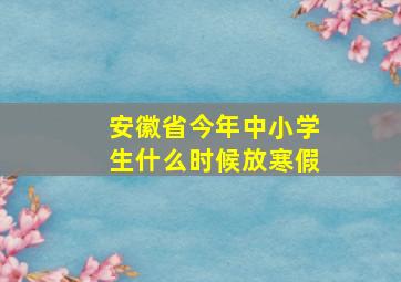 安徽省今年中小学生什么时候放寒假