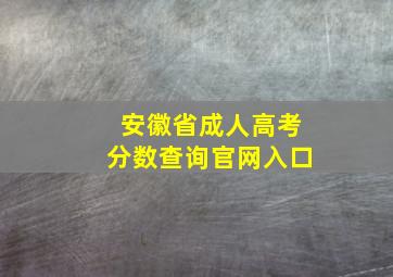 安徽省成人高考分数查询官网入口