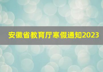 安徽省教育厅寒假通知2023