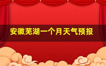 安徽芜湖一个月天气预报