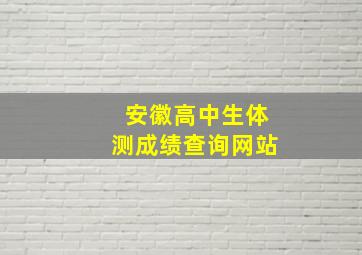 安徽高中生体测成绩查询网站