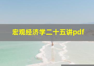 宏观经济学二十五讲pdf