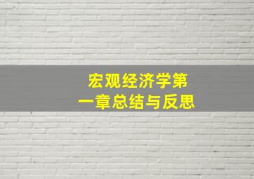 宏观经济学第一章总结与反思