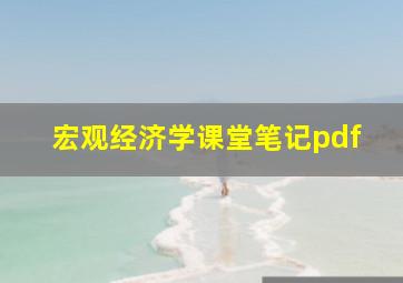 宏观经济学课堂笔记pdf