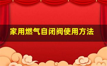 家用燃气自闭阀使用方法