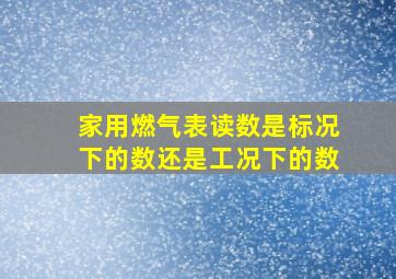 家用燃气表读数是标况下的数还是工况下的数