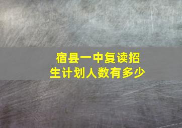 宿县一中复读招生计划人数有多少