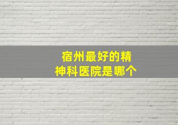 宿州最好的精神科医院是哪个