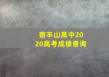 宿羊山高中2020高考成绩查询