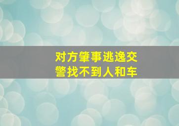 对方肇事逃逸交警找不到人和车