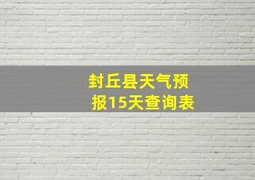 封丘县天气预报15天查询表