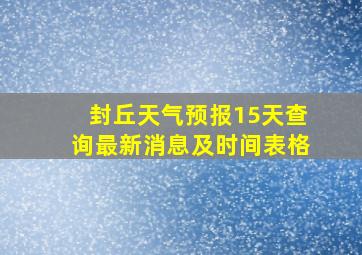 封丘天气预报15天查询最新消息及时间表格