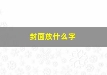 封面放什么字