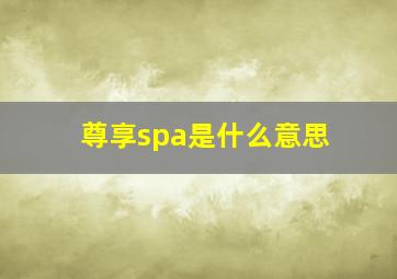 尊享spa是什么意思