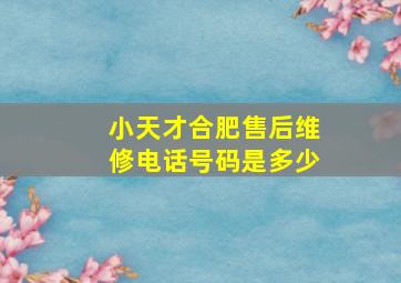 小天才合肥售后维修电话号码是多少