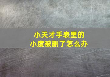 小天才手表里的小度被删了怎么办