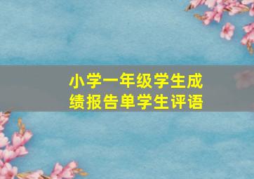 小学一年级学生成绩报告单学生评语